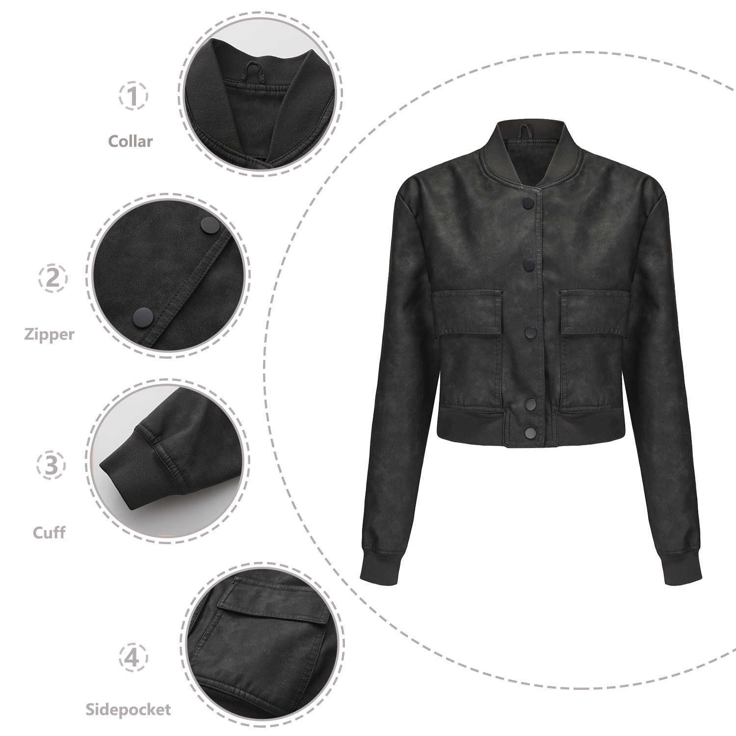 Loose Cardigan Jacket Casual Jacket Fashionable Ribbed Shrink Leather Jacket Womens Clothing Oversize Womens Leather Womens Jacket 241209