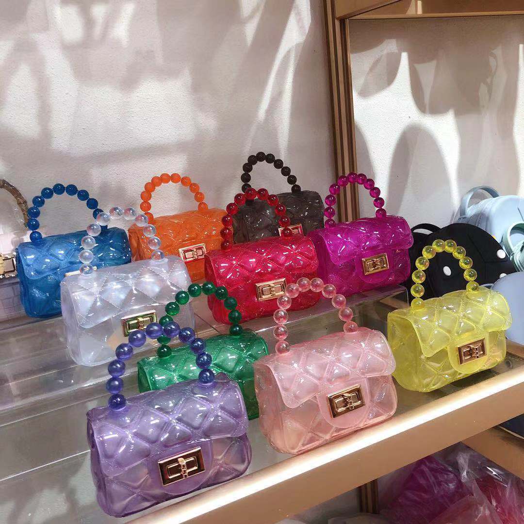 new style New Korean Fashionable Small Fragrance Versatile Lingge Chain Transparent Jelly Pearl Cross Body Bag