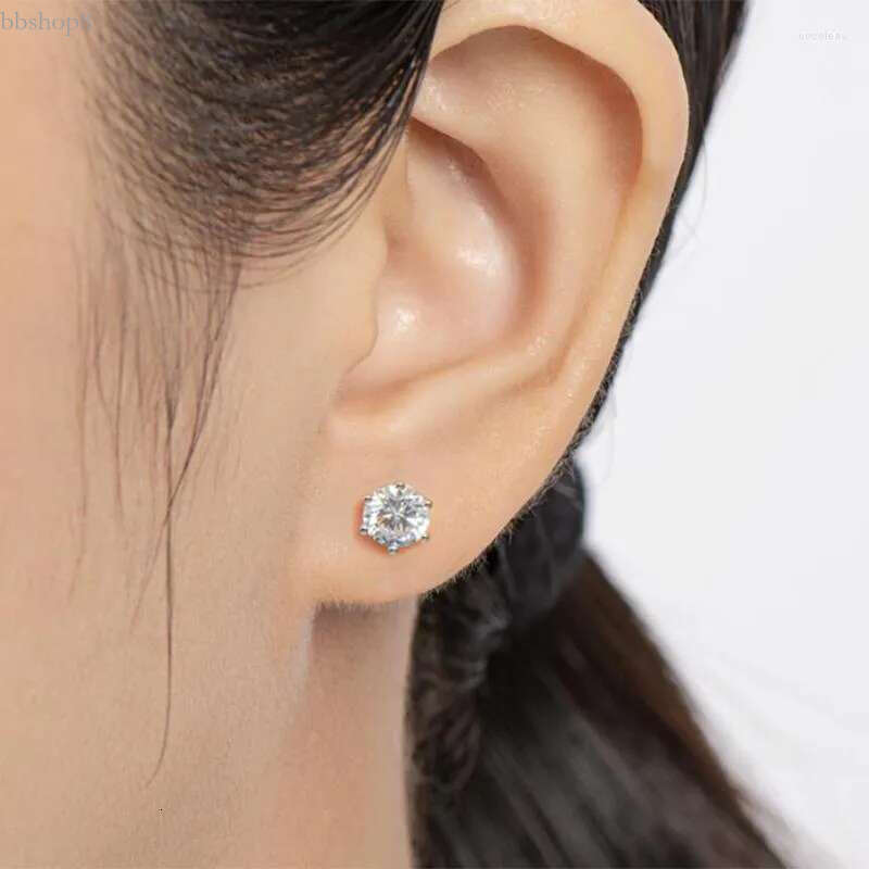 Stud Earrings Real 0.5ct 1ct Moissanite GRA Certification Sterg Sier Gold For Women Wedding Fine Jewelry