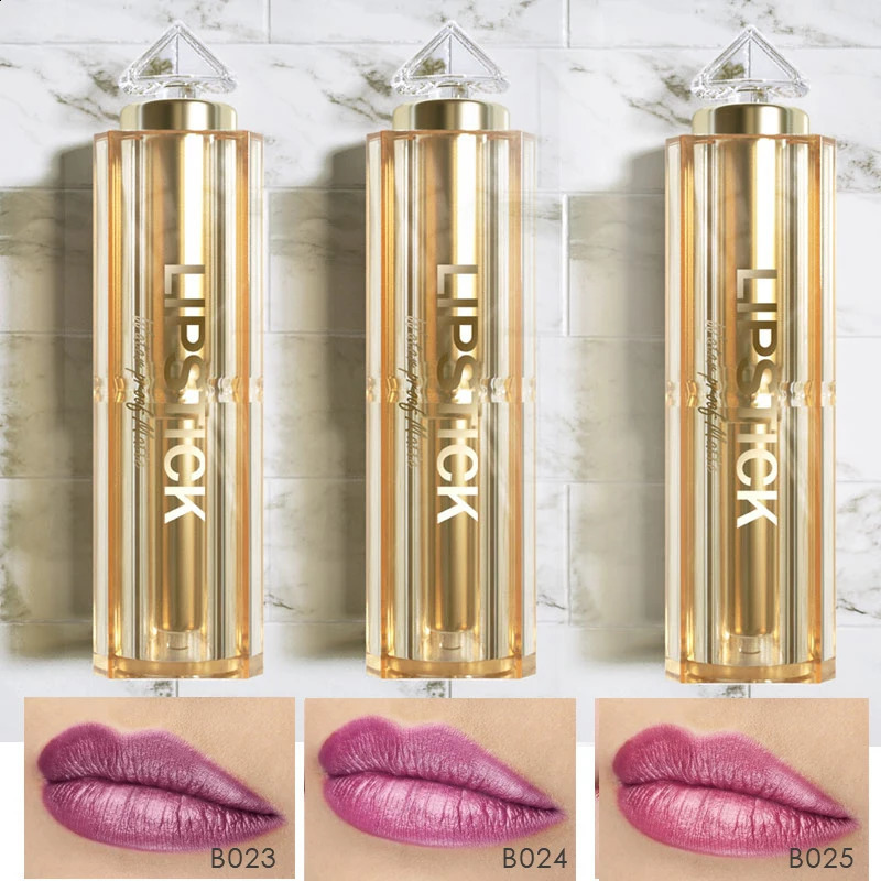 Silky Soft 3pcs/Set Matte Glitter Korean Lipstick Set Pearl Shimmer Waterproof Long Lasting Glitter Pink Orange Makeup Lipstick 250108
