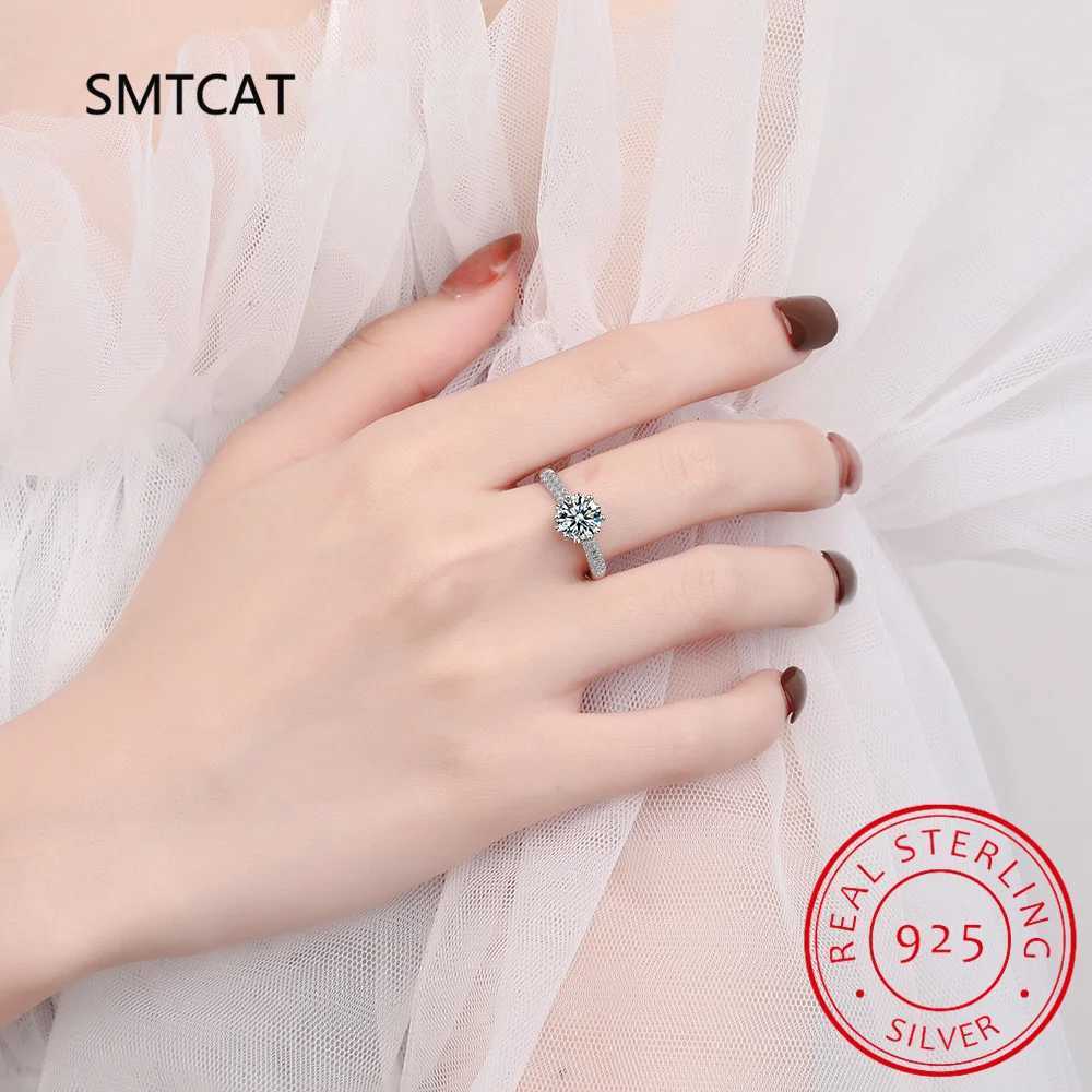 Real 2 ct 8mm Moissanite Wedding Ring For Women Sterling Sier Band D Color VVS Dia Engagement Fine Jewelry