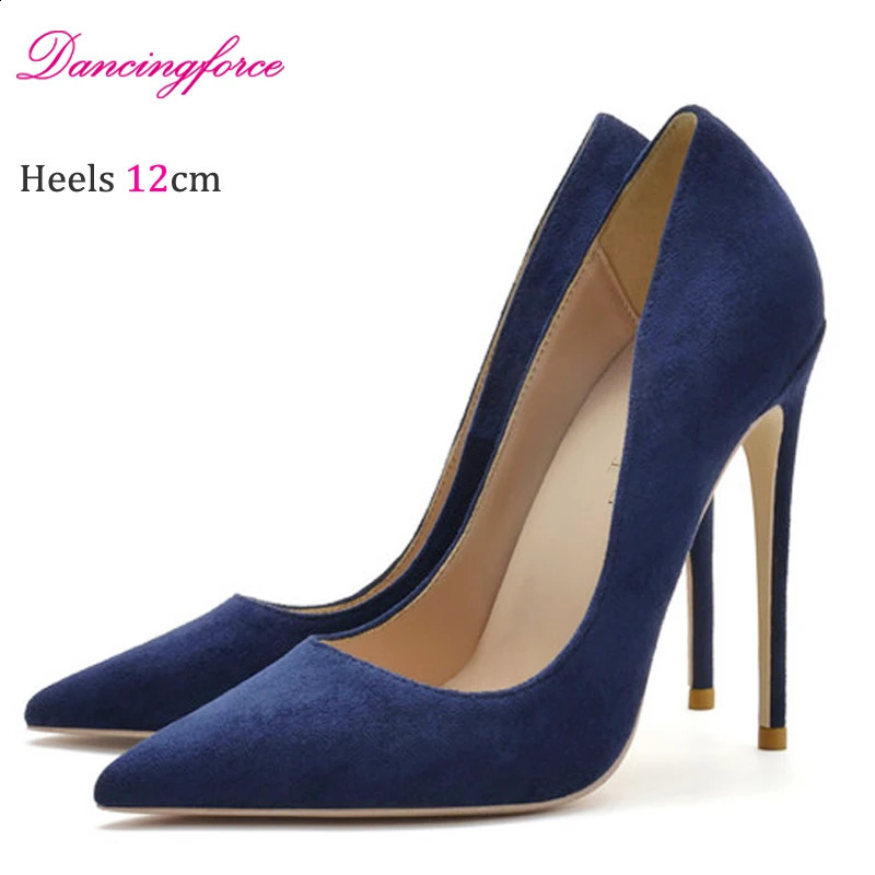Classic Pointed Toe Wine Faux Suede 8 10 12CM Elegant Shallow Mouth Office Shoes Stiletto High Heels Women Pumps Plus Size 34-46 250118