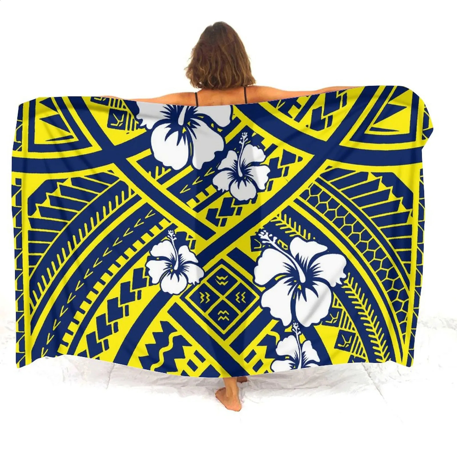 Polynesian Custom WomenS Sarong Hawaiian Beach Party Shawl Windproof Sun Protection Dress Samoa Floral Print 250120