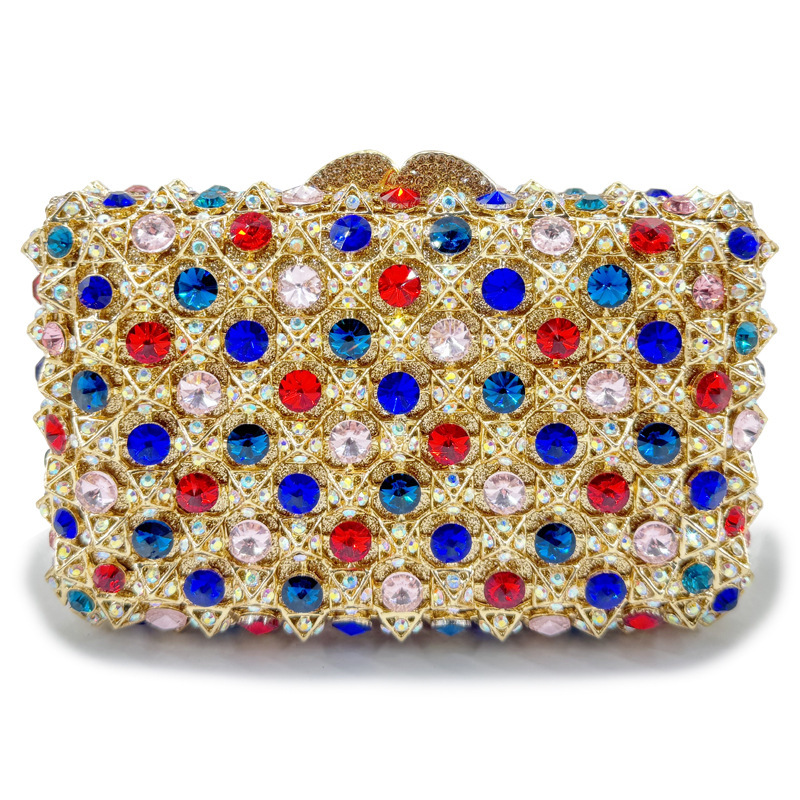 Ladies' Handmade Diamond Studded Dinner Bag, Metal Crystal Glass Handbag, Wedding Banquet Bag
