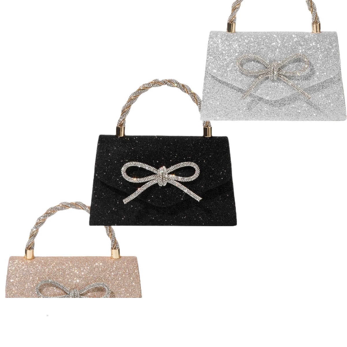 Banquet Bow Tie Crossbody Bag, Hand-Held Diamond Bar Handbag