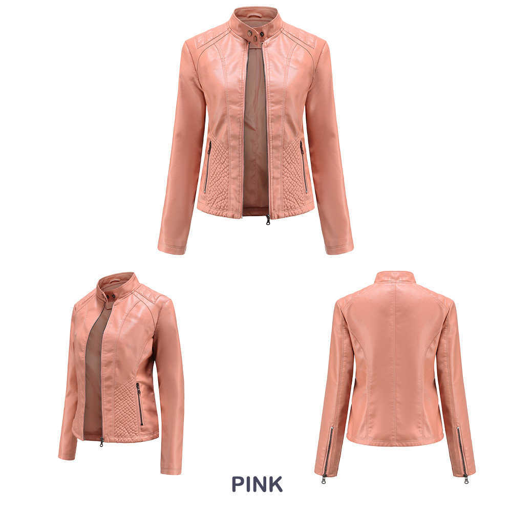Autumn Winter Leisure Leather Clothes Womens Simple Trend Thin Coat Long Sleeve Motorcycle Jacket Womens Wear Womens Leather Womens Jacket 241209