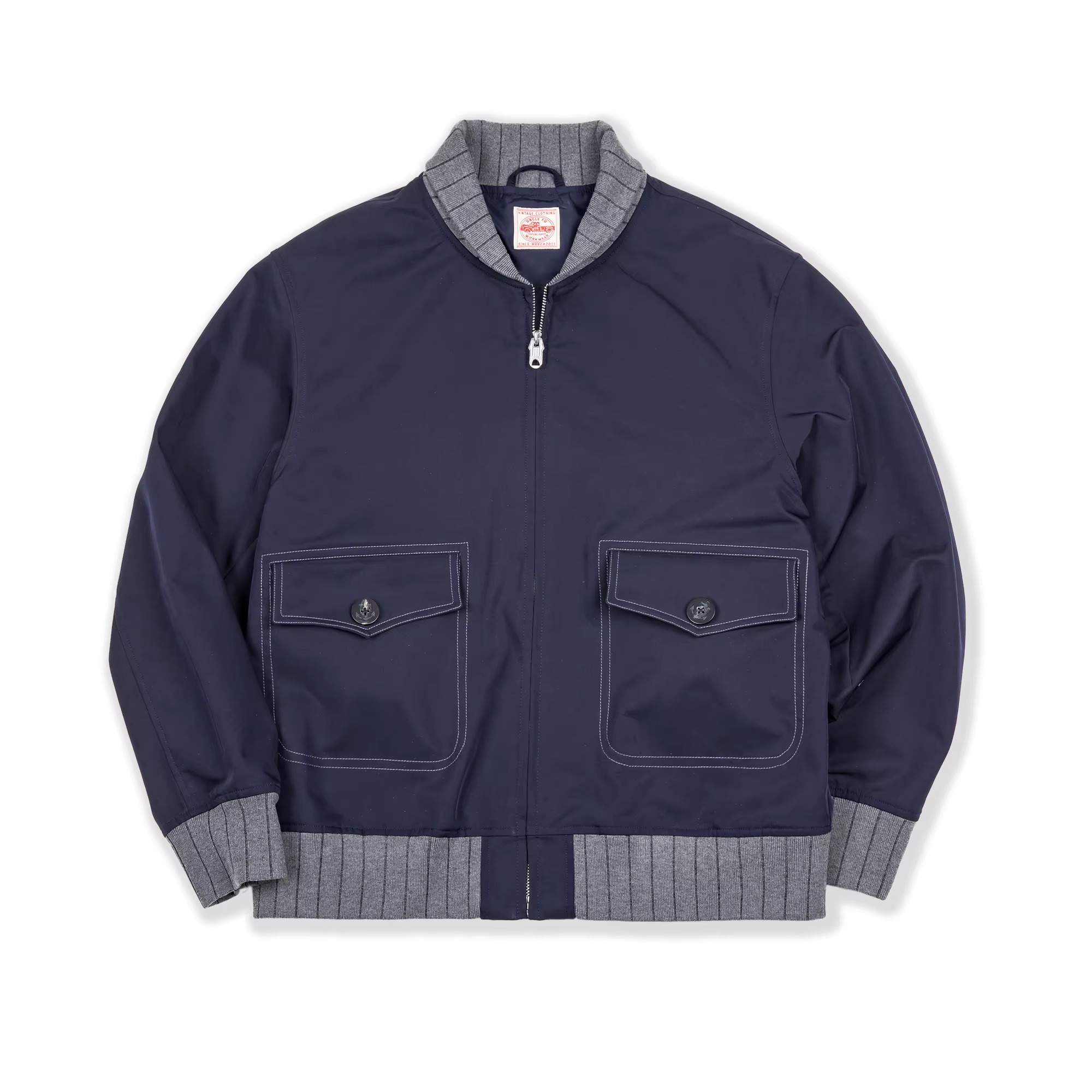 Maden Workwear American Retro A1 Pilot Bomber Short Contrasting Color Patchwork Baseball Jacket Men's Autumn