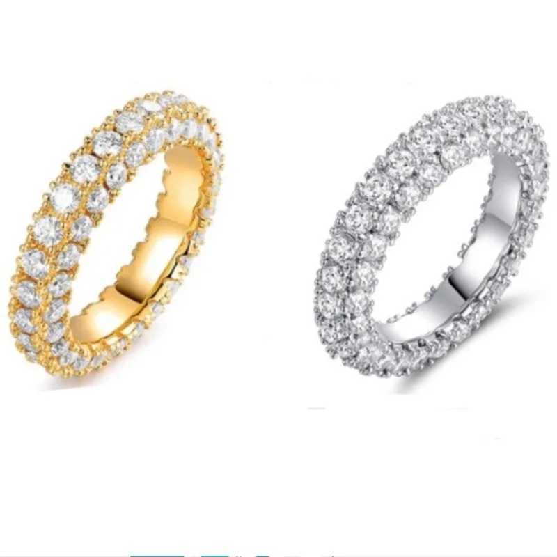 Eternity Full Lab Diamond Ring 925 Sterling Silver Wedding Band Rings for Women Men Engagement Promise Party Jewelry