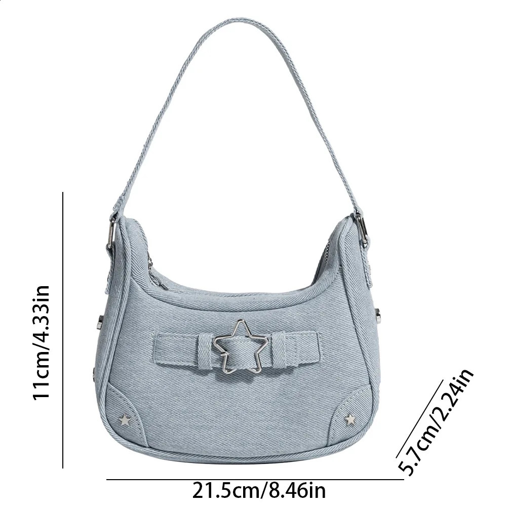 Vintage Star Handbags for Women Fashion Hobos Shoulder Underarm Bag Ladies Clutch Denim Y2k Bag Female Armpit Purses Cool Bag 250113