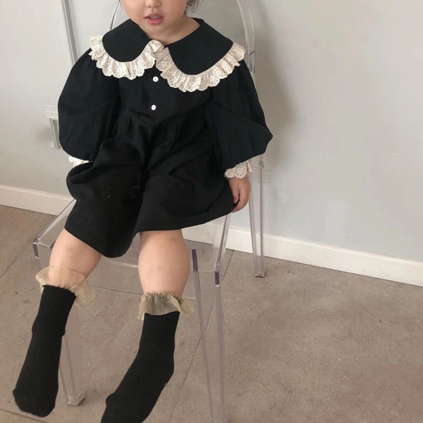 3781B1 Girls Dresses Autumn Embroidered Retro Princess Dresse Fashion 17Year Kids Dress 250116