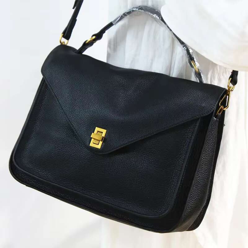 Genuine hot Leather Messenger Bag for Women - Black Shoulder Satchel with Large Capacity