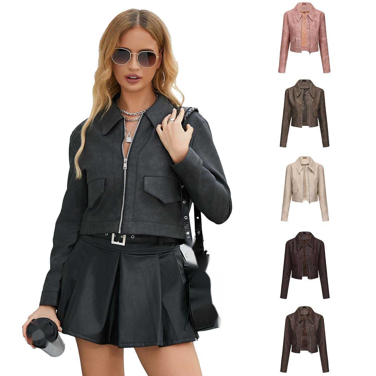 Spring Autumn Thin Leather Jacket Womens Long Sleeve Casual Womens Coat Fashion Leather Jacket Womens Leather Winter Jackets For Women 241209