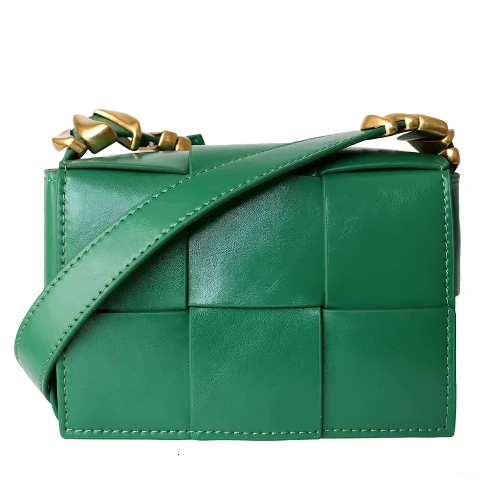 Women Small Square Genuine Leather Female Weaving Crossbody Bags Fashion Cowhide Ladies Shoulder Messenger Bag Sier Brown