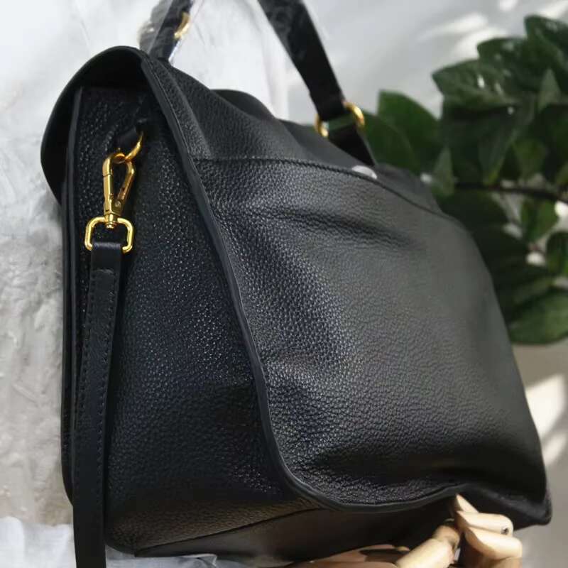 Genuine hot Leather Messenger Bag for Women - Black Shoulder Satchel with Large Capacity