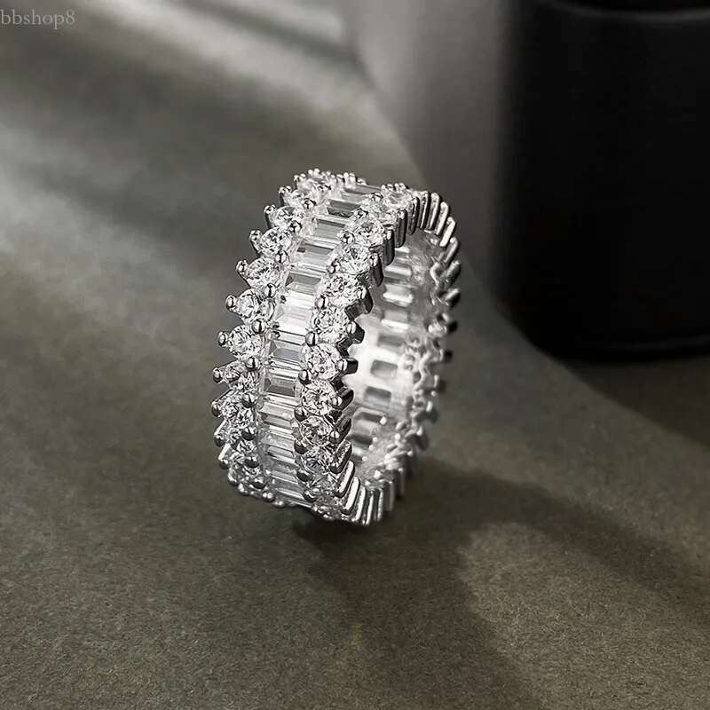 Moissanite Dia Ring 100% Real sterg sier Party Wedding band Rings for Women Bridal Engagement Jewelry Gift