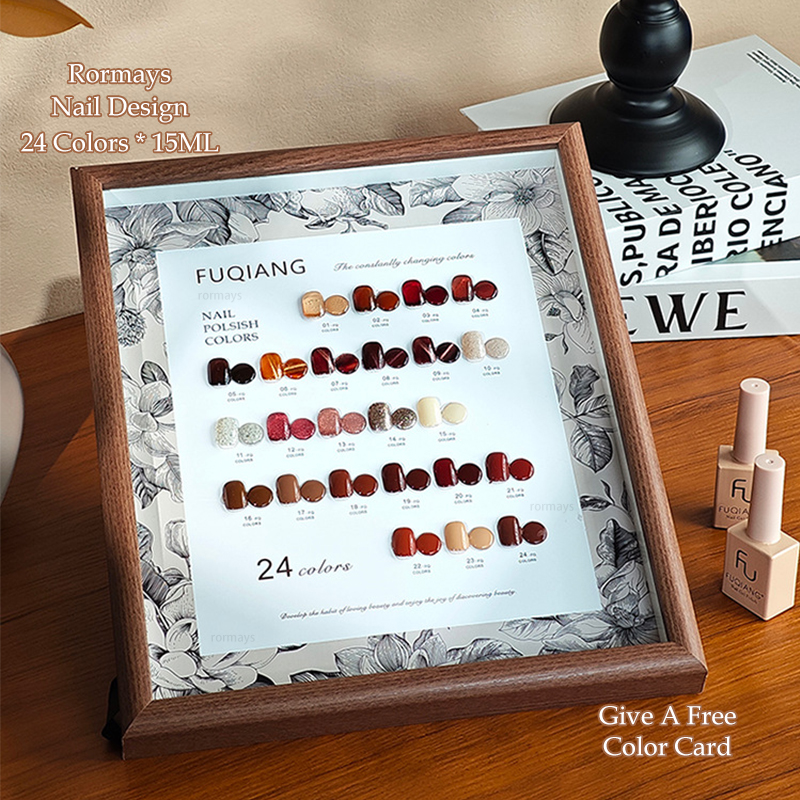 Rormays Maillard Caramel Amber gel Polishing 24PCS Mixed Varnish Coffee Long Lasting UV Primer Finish Nail Brown Cat's Eye Nail Wholesale Factory