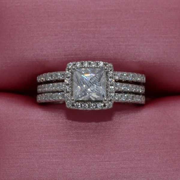 Luxury Female White AAA Moissanite diamond Wedding Ring Set Fashion 925 Silver Filled Jewelry Promise Engagement Rings For Women