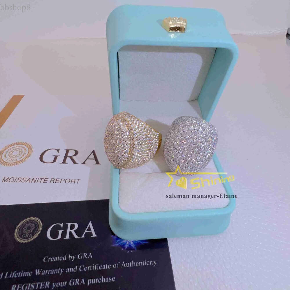 Gold Plated Sterg Sier Vvs Moissanite Mens Ring