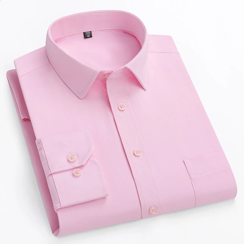 double collor Full shirts for men plus size slim fit formal plain shirt over office clothes solid longsleeve business tops 250110