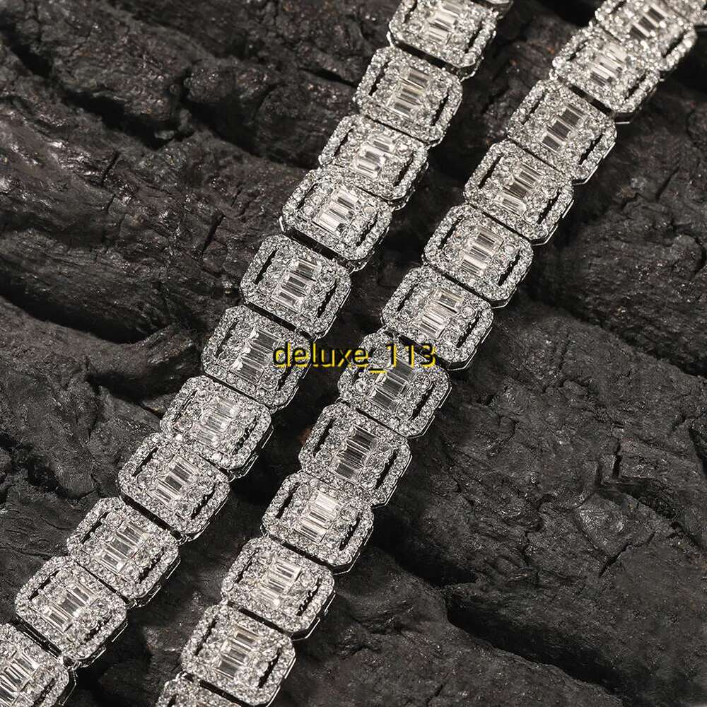13mm Square Baguette Chains Crystal Necklaces Hip Hop Chain Necklace Full Iced Out Alloy Jewelry