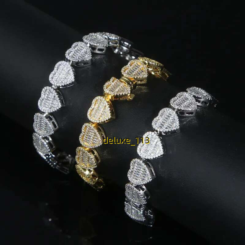 Bg CZ Heart Tennis Chain Bracelet Women Full Paved Iced Out Cubic Moissanite Hip Hop Jewelry for Gift
