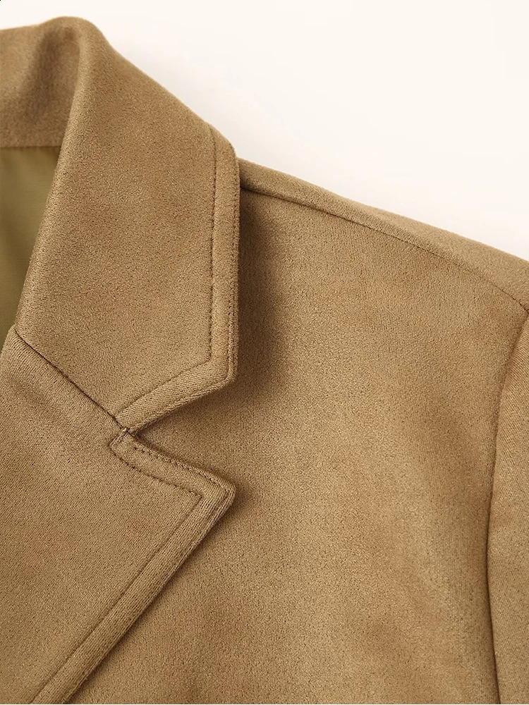 autumn womens clothing European and American style fashionable versatile suede single-breasted suit jacket 250114