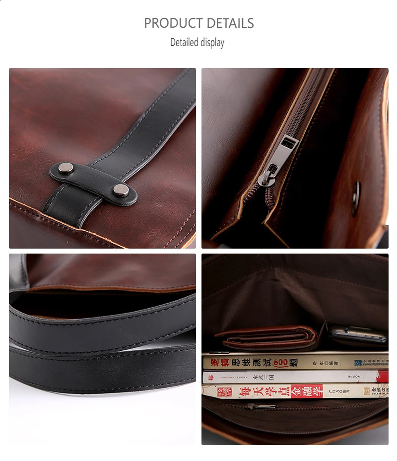 Fashion Mens Briefcase Bag Retro Leather Business Boston Bags s Cross bag Large Handbags 250122