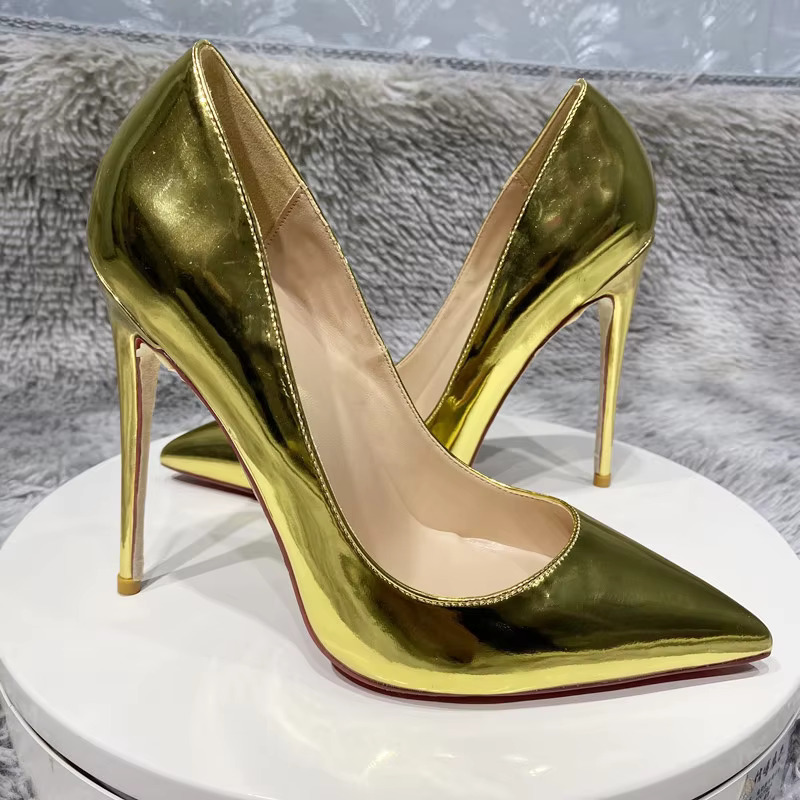 Noenname_Null-Gold High Heels Women's Pointed Toe 12Cm High Heel Stiletto Classic Pumps Prom Shoes