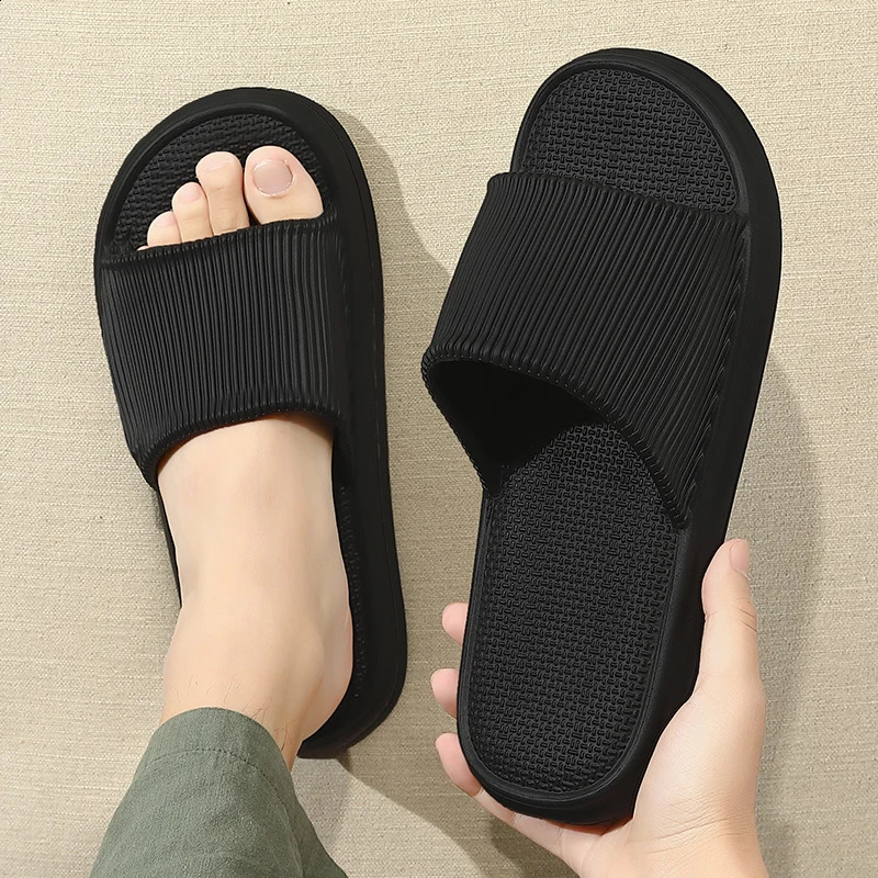 Plus Size 4849 Men Slippers Summer Solid Color Flat Sole Home For Women Man Coupple Bath Beach Slides Shoes 250117