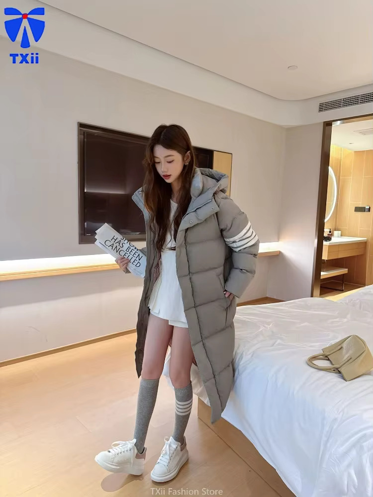 Txii Twee 2024 4 Horizontal New Couple Men And Women 90 White Duck Down Trendy Casual Long Jacket
