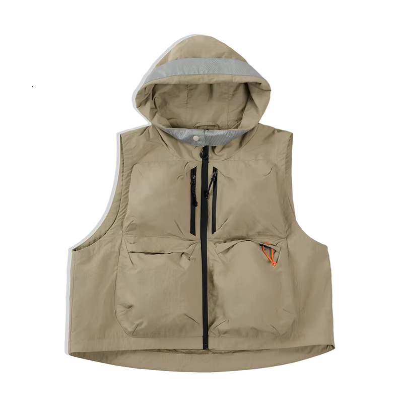 Maden Outdoor Quick Dry Men's Vest Multi-Pocket Hooded Camping Fishing Mountain Waistcoat Tactical Hunting Sleeveless Jackets