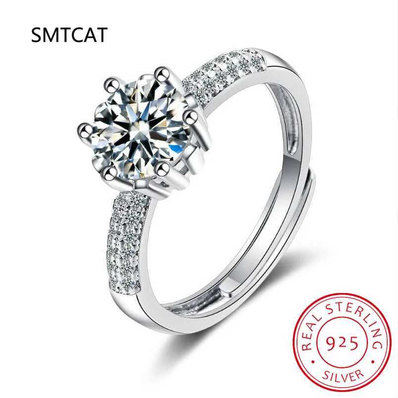 Real 2 ct 8mm Moissanite Wedding Ring For Women Sterling Sier Band D Color VVS Dia Engagement Fine Jewelry
