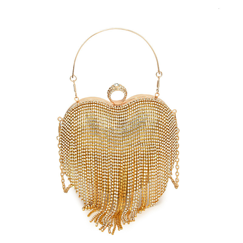 Ladies' Bagsnew style Handheld Water Diamond Love Feel Tassel Banquet Celebrity Dress Bag