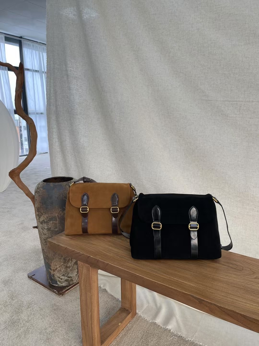 Hot Ba's same genuine leather mailman bag, Korean niche ETTE new commuting frosted cowhide diagonal shoulder bag