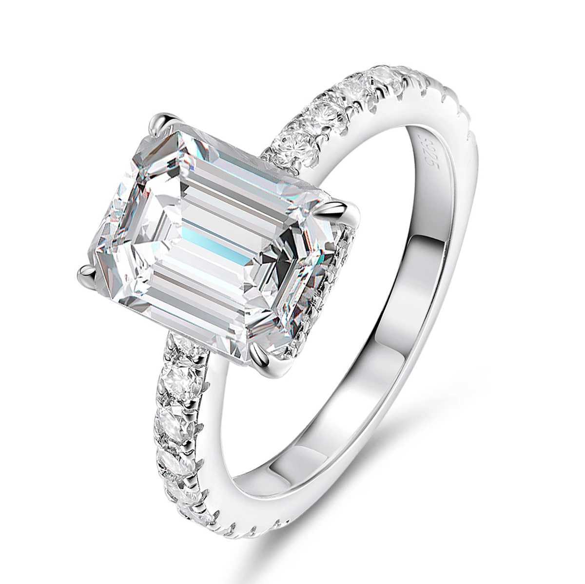 OEVAS 4 ct D Color Radiant Emerald Cut full Moissanite Wedding Ring For Women 100% 925 Sterling Silver Party Fine Jewelry