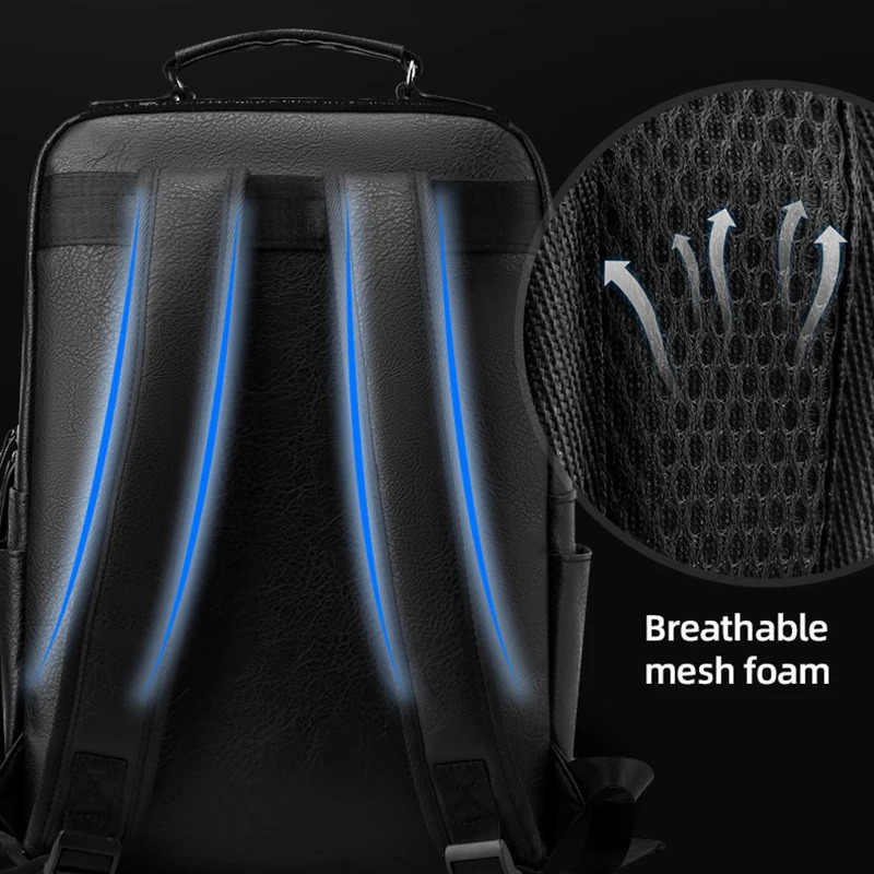 PU Business Backpack Large Capacity Laptop Bag Multifunctional Computer Backpacks Men Waterproof Travel Daypack Students Pack 250122