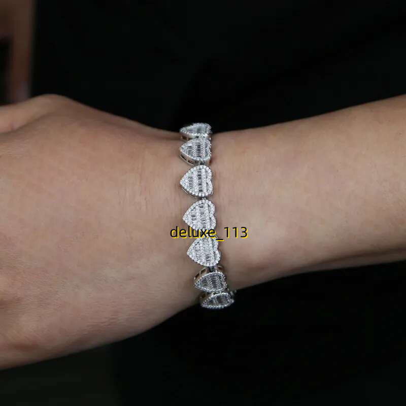 Bg CZ Heart Tennis Chain Bracelet Women Full Paved Iced Out Cubic Moissanite Hip Hop Jewelry for Gift