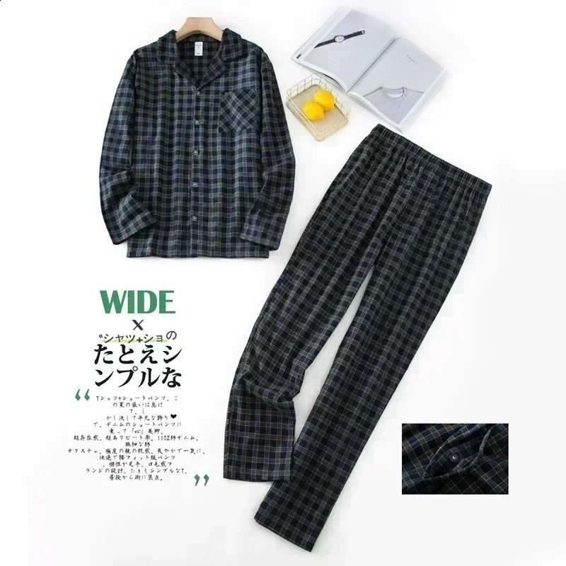 Mens Home Suits Long-sleeved Trousers Suits for Autumn and Winter Pijamas for Men Flannel Plaid Pajamas for Men 250108