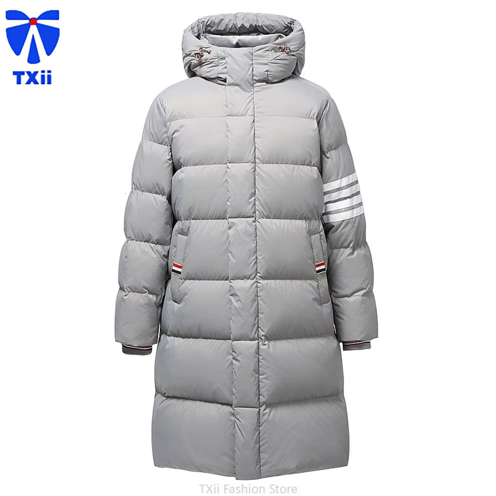 Txii Twee 2024 4 Horizontal New Couple Men And Women 90 White Duck Down Trendy Casual Long Jacket