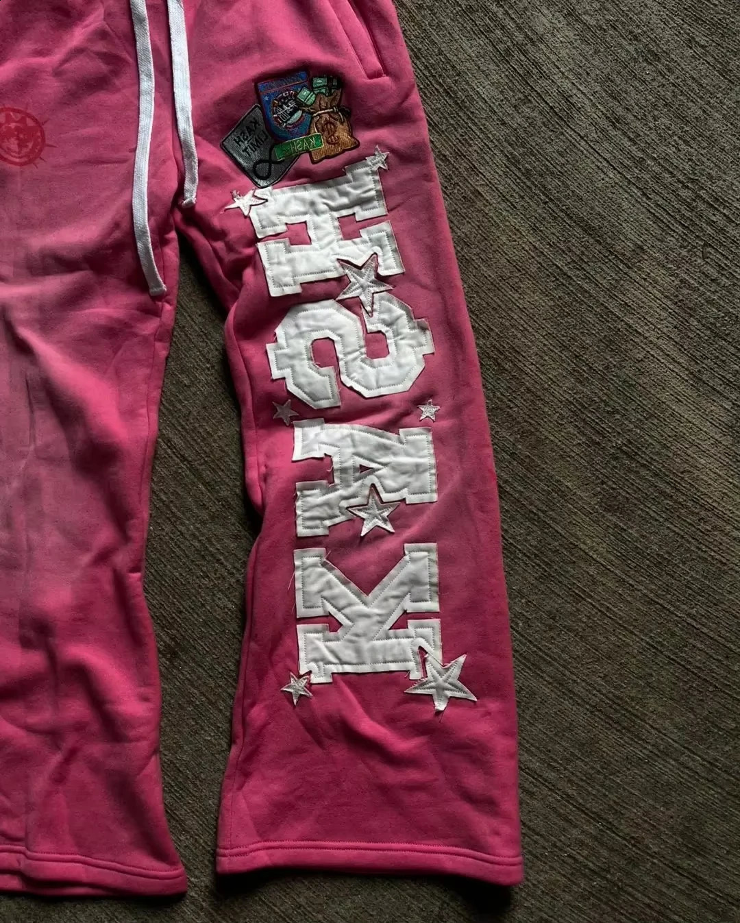 Womens Pink Double Layer Retro Sweatpants Y2K Pants Gothic Letter Patch ed Baggy Casual Drawstr Low Rise Joggers 250122