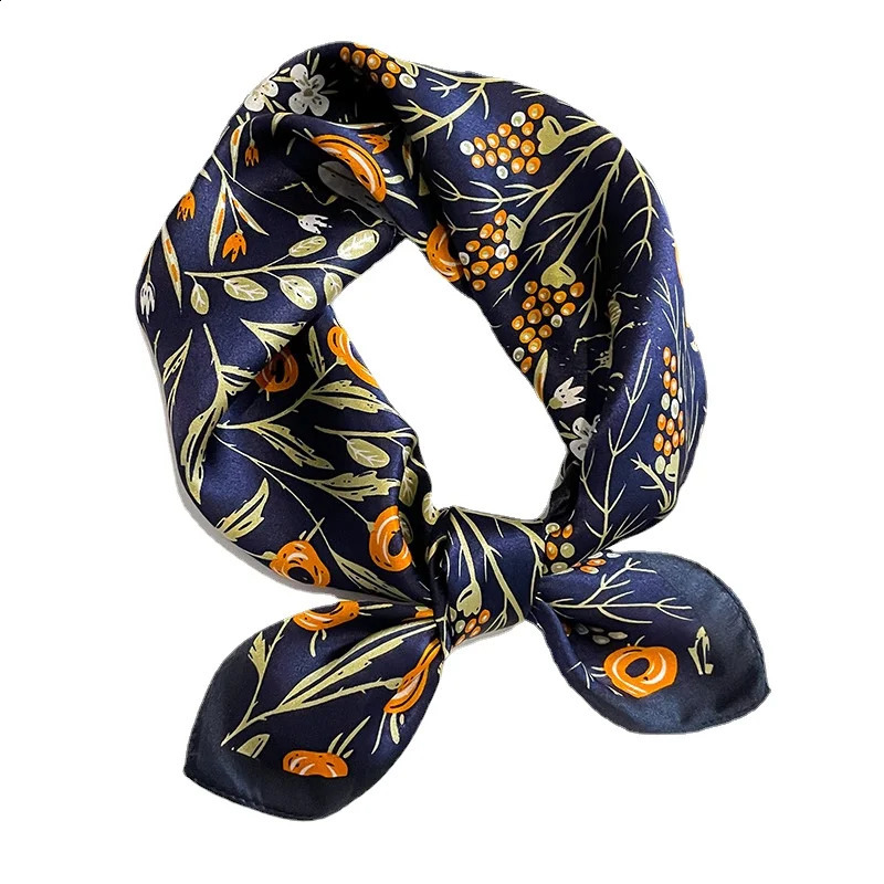 53cm Women Pure Silk Scarf Square Neck Kerchief Bandana Female Floral Hairbands Small Real Silk Satin Scarves 250117