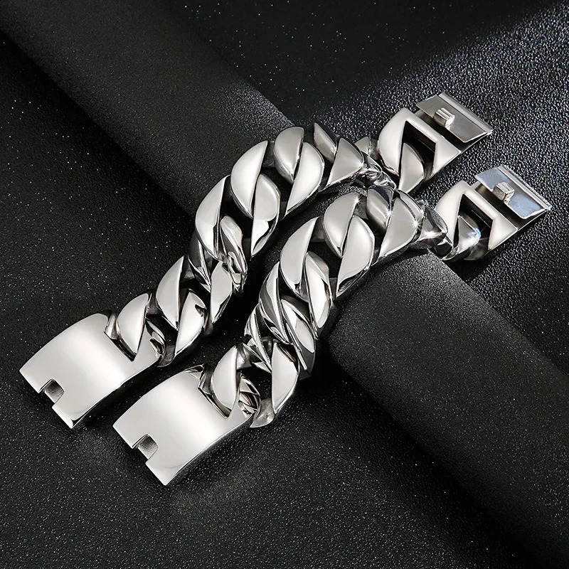 Fashion 316 Stainless Steel Silver Color Bracelet Bangle Mens Heavy Chunky Link Chain Bracelet Jewellery Bracelets Bangle 250110