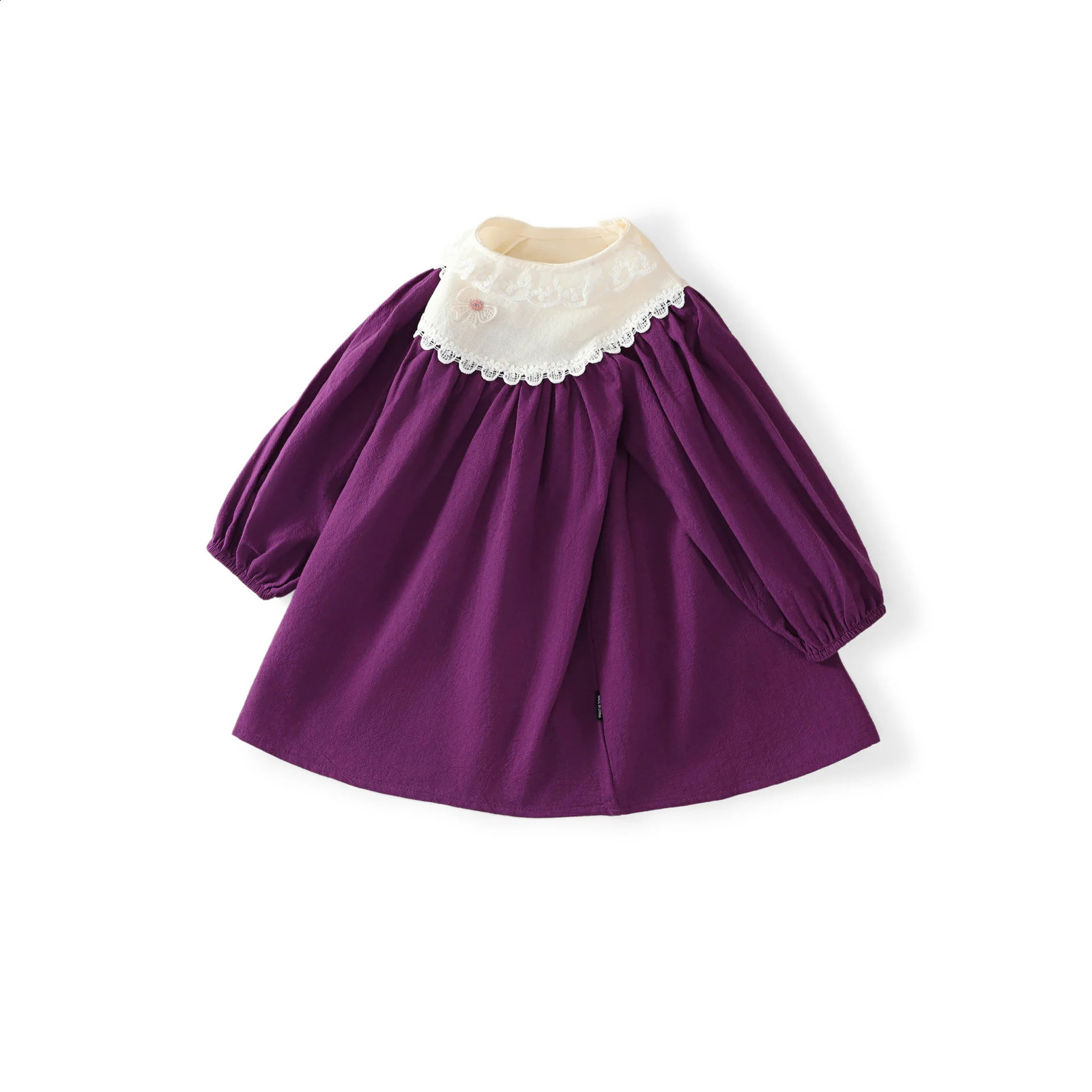 Spring Autumn Children Dress For Girl Cotton Lace Spliced Infant Baby Vestidos Loose Long Sleeve Little Princess 250117