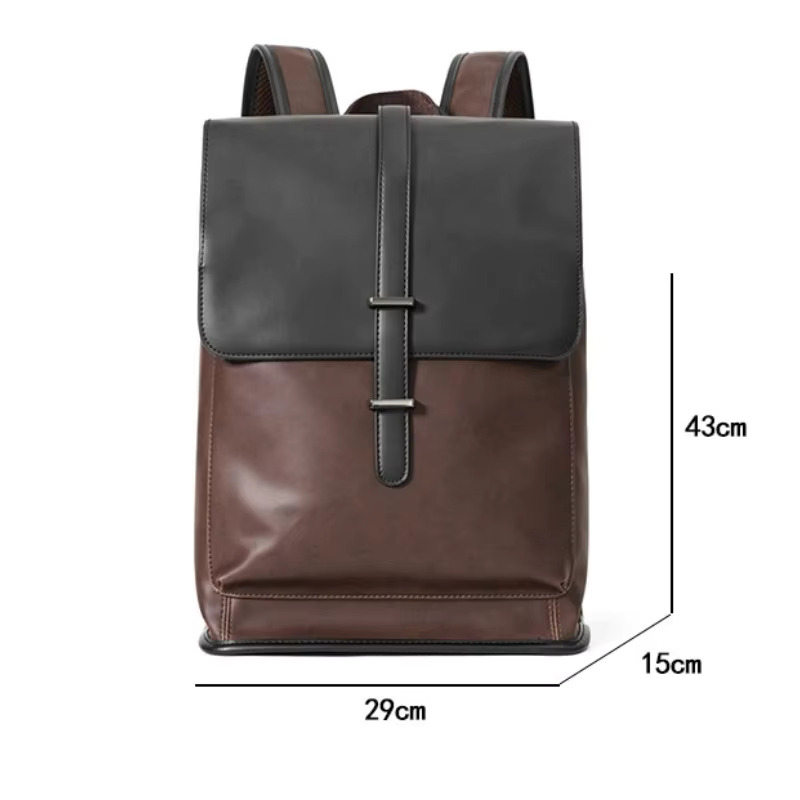 AIGO New Fashion Men's Backpack Travel Brand Design Large Capacity School Bag PU Leather Backbags Laptop Shoulder