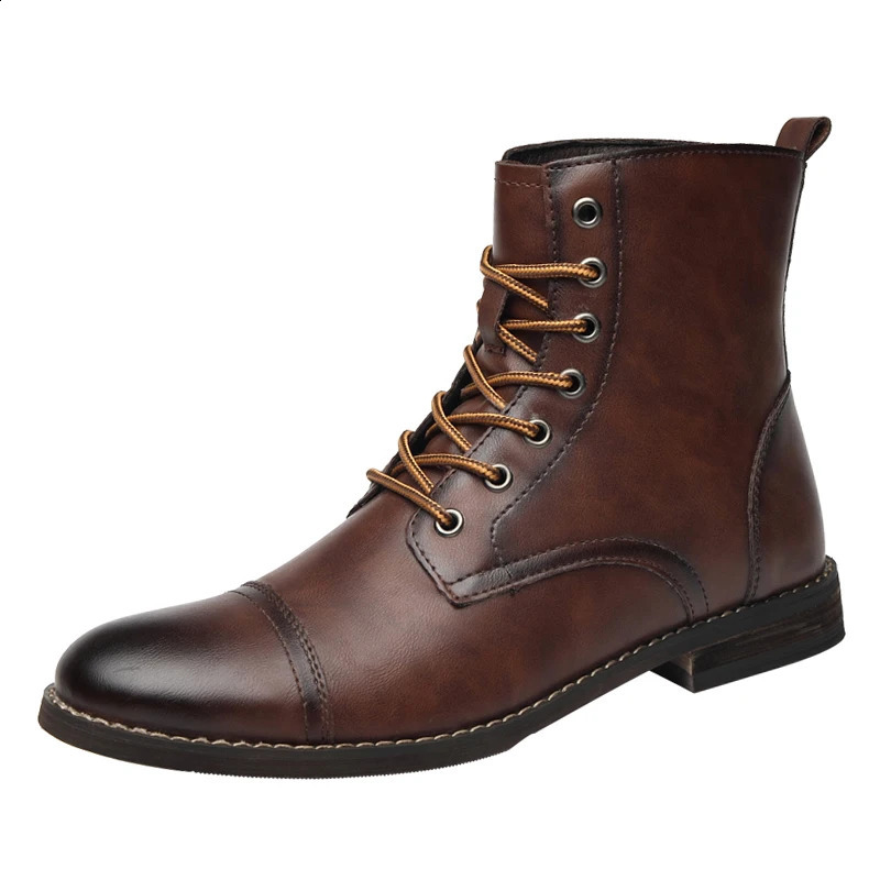 Men Fashion Boots Arrival Britsh Vintage Leather Boots Shoes Men Boots Autumn Winter Mens Ankle Boots Plus Size 250120