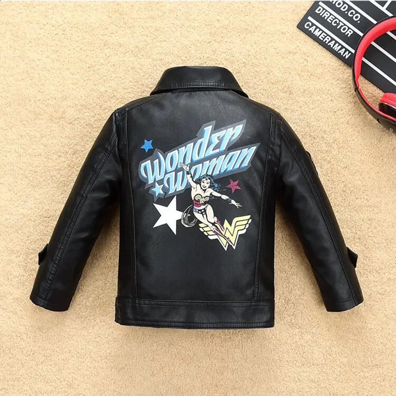 Infant Girls Jacket Coat Kids Leather Jacket Girls Spring Autumn Waterproof Windproof Coat Printing Star Letters Pattern Jacket 250113