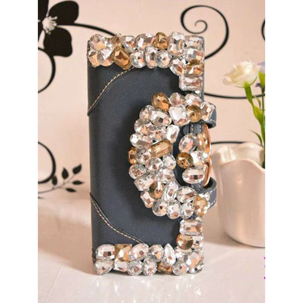 Fashion Women Shiny Dias Long Wallet Genuine Leather Purse Party Handbag Clutch Bag Female Crystal Hasp Card Holder Wallets