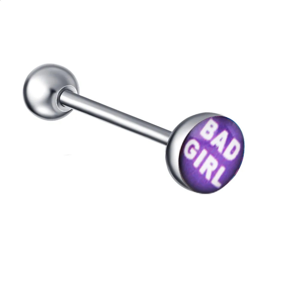 28 Styles Tongue Ring Piercing Punk Stainless Steel 2pcs Snake Eye Letter Sexy Nightclub Bar Stud Body Jewelry 250110