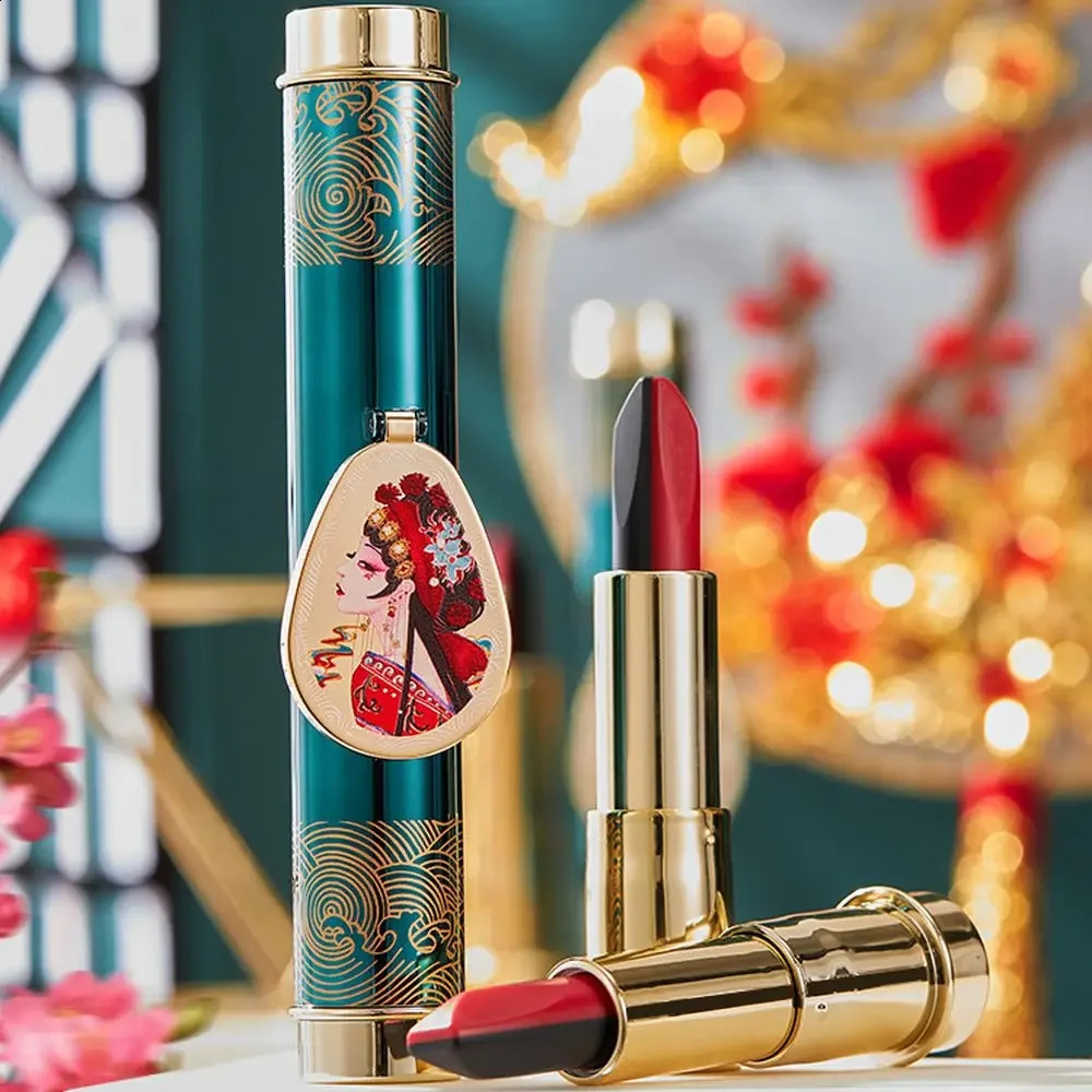 Chinese Style Lipstick Magic 10 Colors Lipstick With Mirror Changeable Color Waterproof Non-stick Cup Smooth Lipsticks Cosmetics 250108