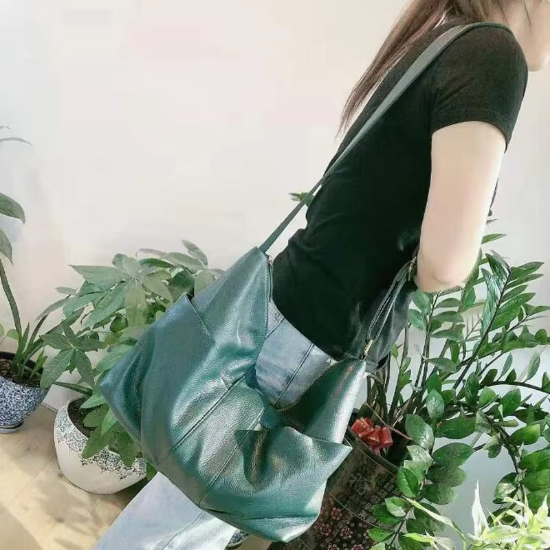 Genuine Leather Shoulder Capacity 100% Natural Cowhide Tote Women Big Casual Satchel Top Quality Multi Pockets Bags